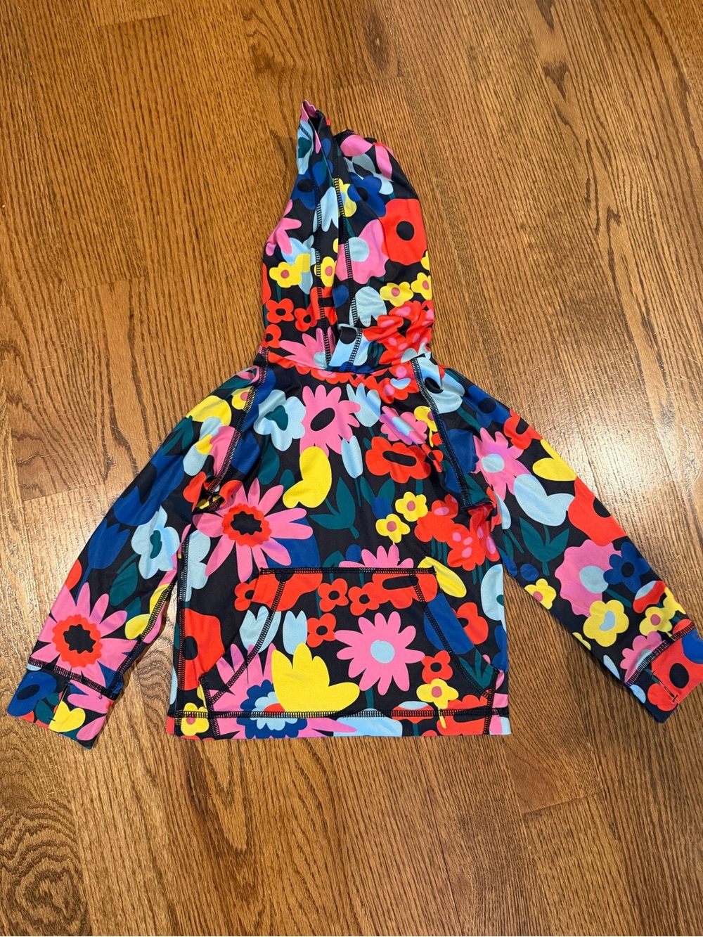 Hanna Andersson Black Multicolor Floral Hooded Pullover